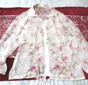 白花柄シースルー/コート/羽織/カーディガン White flower pattern see through/coat/cardigan