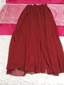 ワインレッドシフォンマキシロングスカート Wine red chiffon maxi long skirt