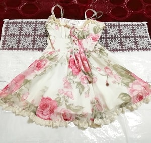 LIZ LISA white flower pattern chiffon camisole mini skirt one piece