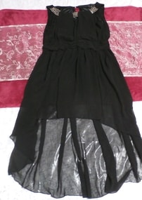 فستان شيفون أسود بلا أكمام