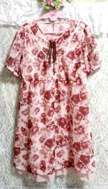 Red flower pattern tunic one piece / tops