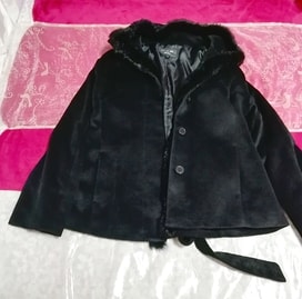 Black rabbit fur short coat outerwear