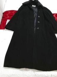 LUCIANO SOPRANI Wool angola cashmere black maxi long coat