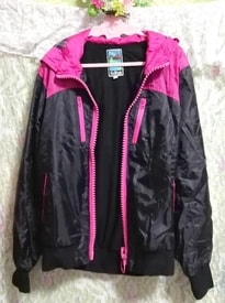 黑色粉红色卡盘式雨衣雨衣/开衫/ haori黑色粉红色卡盘式雨衣雨衣/开衫，女士时装和开衫&L尺寸