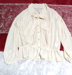 白フローラルホワイトシースルーシフォンブラウス/トップス White floral pattern see through chiffon blouse/tops