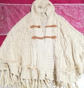 Capa de poncho con flecos de suéter de punto de piel de conejo de color lino, chaqueta y chaqueta de moda para mujer, chaqueta y poncho