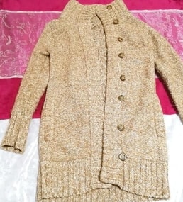 सन रंग लंबी टर्टलनेक बुना हुआ स्वेटर कार्डिगन, महिलाओं का फैशन और कार्डिगन और मध्यम आकार