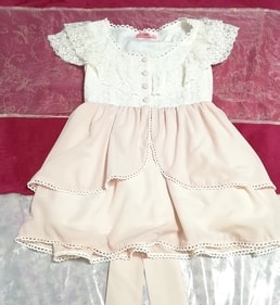 White lace pink chiffon skirt short sleeve tunic onepiece tops