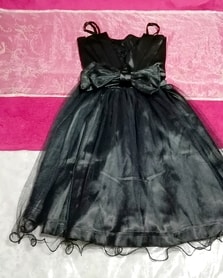 黒ブラックキャミソールワンピースチュールスカートドレス Black camisole one piece tulle skirt dress