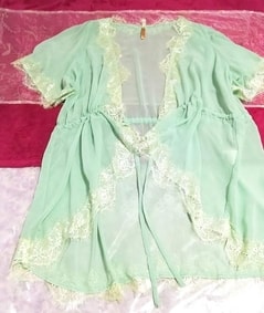 緑グリーンレースシフォン羽織カーディガン Green lace chiffon haori cardigan, レディースファッション&カーディガン&Mサイズ
