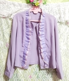 Пурпурный кардиган с блузкой с рюшами