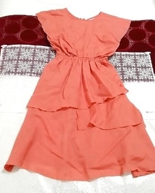 Salmon pink hemp linen tunic one piece, dress & knee length skirt & medium size