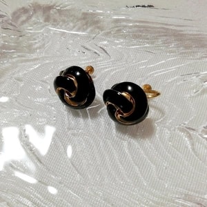 黒丸型イヤリング/ジュエリー/アクセサリー Black round earrings jewelry accessories, レディースアクセサリー, イヤリング, その他