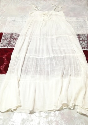 白色雪纺透明棉质睡衣超长吊带背心连衣裙, 时尚, 女士时装, 吊带背心