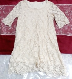 White flower lace short sleeve tunic / tops / onepiece
