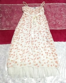 白ホワイトピンク花柄キャミソール/ワンピース White pink floral pattern camisole/onepiece