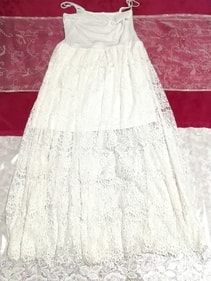 CECIL McBEE camisola gris falda de encaje blanco maxi de una pieza
