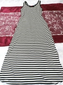 黒白シマシマ模様ノースリーブマキシ/ワンピース/ロングスカート Black white stripe pattern sleeveless maxi/onepiece/long skirt