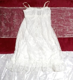 純白ホワイトレースフリルキャミソール/トップス/ネグリジェ Pure white lace ruffle camisole tops negligee