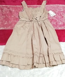 Pink brown cotton 100% skirt onepiece price 5, 700 yen tag, dress & miniskirt & M size