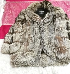 EMBA best quality 茶灰白豪華美品リアルファーショートコート/外套 Brown ash white gorgeous beauty item real fur short coat mantle