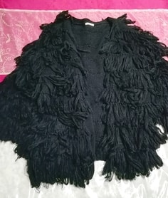 黒ブラックふわふわ/カーディガン/羽織 Black fluffy cardigan