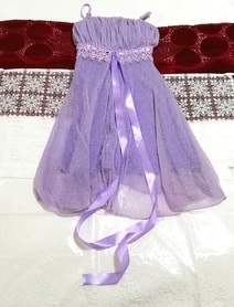 紫パープルキャミソールレースリボンワンピースドレス Purple camisole lace ribbon onepiece dress