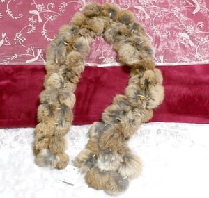 Flaxen brown rabbit fur fur collar muffler stole, for women, fur, tippet, rabbit