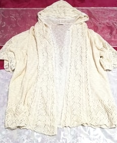 Linen floral white ivory lace hooded / cardigan Linen floral white ivory lace hooded / cardigan