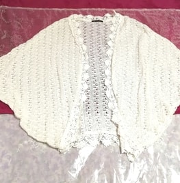 白ホワイトレースポンチョ風/カーディガン/羽織 White lace poncho type cardigan