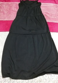 Süßigkeiten Schwarze Rüsche lange Leibchen Maxi Kleid
