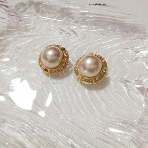 白パールホワイト丸型イヤリング/ジュエリー/アクセサリー White pearl white round earrings jewelry accessories, レディースアクセサリー&イヤリング&その他