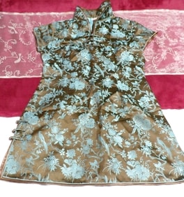 Brown light blue china dress tunic / tops