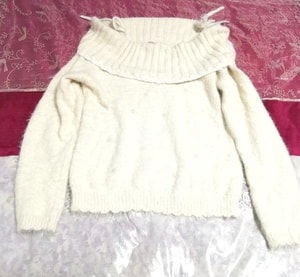 Suéter/tops de punto camisola blanca blanca, tejer, suéter, sin mangas, sin manga, suéter sin mangas general