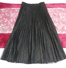 Falda larga de tul de encaje con patrón de hojas de arce negro Falda de tul larga maxi de encaje con patrón de hojas de arce negro