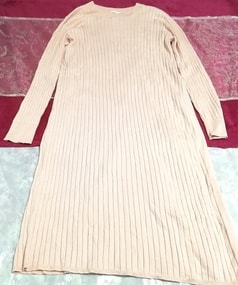 カンボジア製100cmピンクスリット長袖ロング/セーター/ニット/トップス Made in cambodia pink slit long sleeve long sweater knit tops