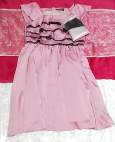 紫色粉色光泽无袖荷叶边胸裙一体式02