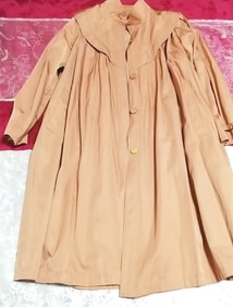 オレンジブラウントレンチレインロングコート/外套/上着/羽織/日本製 Orange brown trench rain long coat/jacket/made in Japan