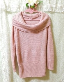 Jersey de punto rosa C･o･l･z･a sakura, tejer, suéter, manga larga, talla l