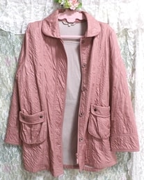 Sweat à capuche rose rose / haori / manteau / extérieur couleur pêche rose parker / manteau / extérieur