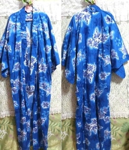 青の夜光花柄浴衣/和服/着物 Blue nightlight flower pattern yukata/Japanese clothes/kimono, 浴衣, 浴衣(単体), その他