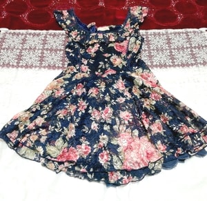 LIZ LISA navy navy floral lace sleeveless culottes dress Liz lisa navy navy floral lace sleeveless culottes dress
