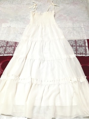 Maxi robe camisole en mousseline de soie blanche déshabillé de nuit, mode et mode pour femmes et camisole