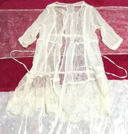 100% silk silk floral white lace coat / cardigan Silk 100% floral white lace coat / cardigan