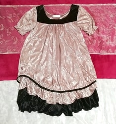 Pink black lace gloss frill short sleeve / onepiece / tunic / tops Pink black lace gloss frill short sleeve / onepiece / tunic / tops