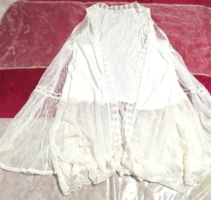 白ホワイトレースノースリーブ羽織カーディガン White lace sleeveless cardigan