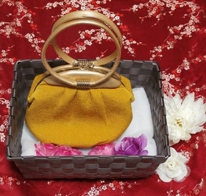 Tangerine round / Japanese style Japanese style kimono bag Japanese kimono bags, women's kimono, kimono & kinchaku, bag & bag