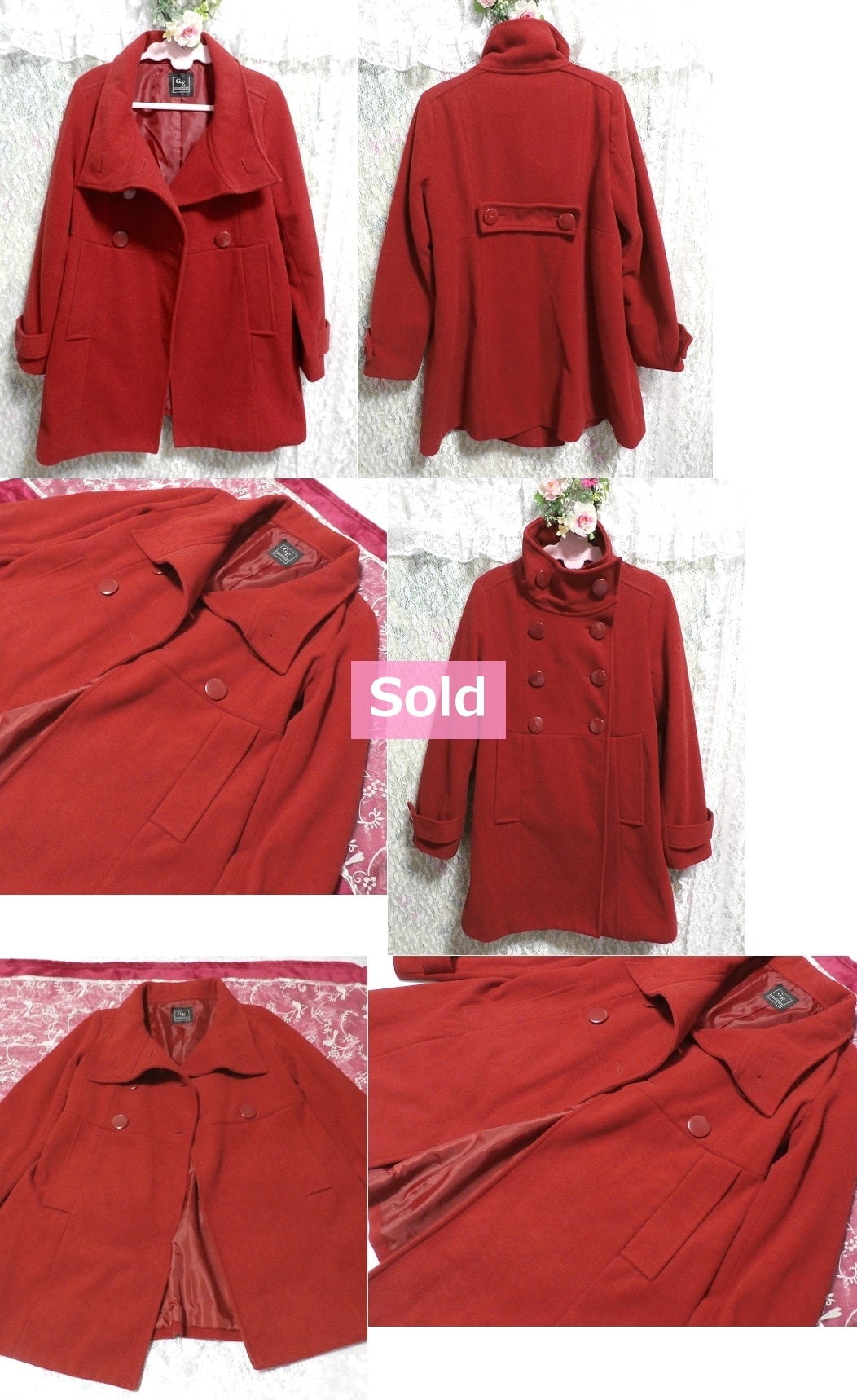 عباءة معطف طويل لطيف باللون الأحمر الفاتح, معطف, معطف بشكل عام, حجم م