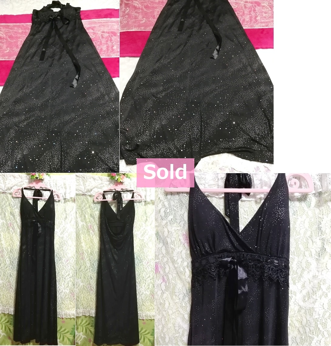 Black starry pattern sleeveless chiffon maxi long dress / one piece