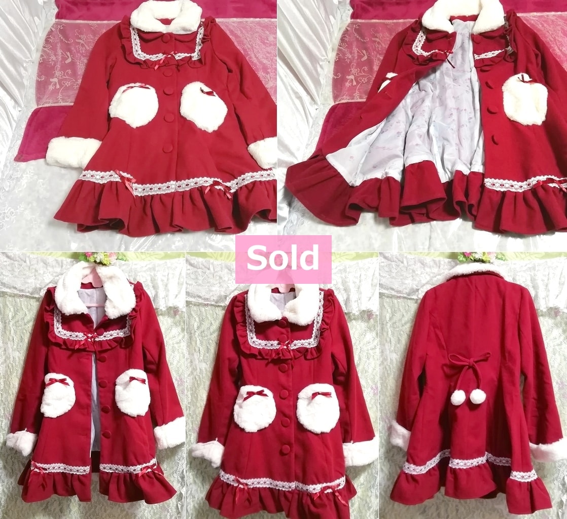 Red white fluffy cute gothic lolita girly coat mantle Red white fluffy cute gothic lolita girly coat mantle